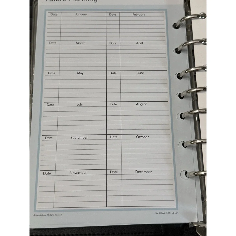 VTG Franklin Covey 365 Black Planner Zip Around 7 Ring Binder 10 X 8 Blank Pages